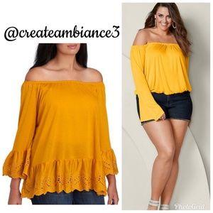 Flounce Hem Bell Sleeve Top